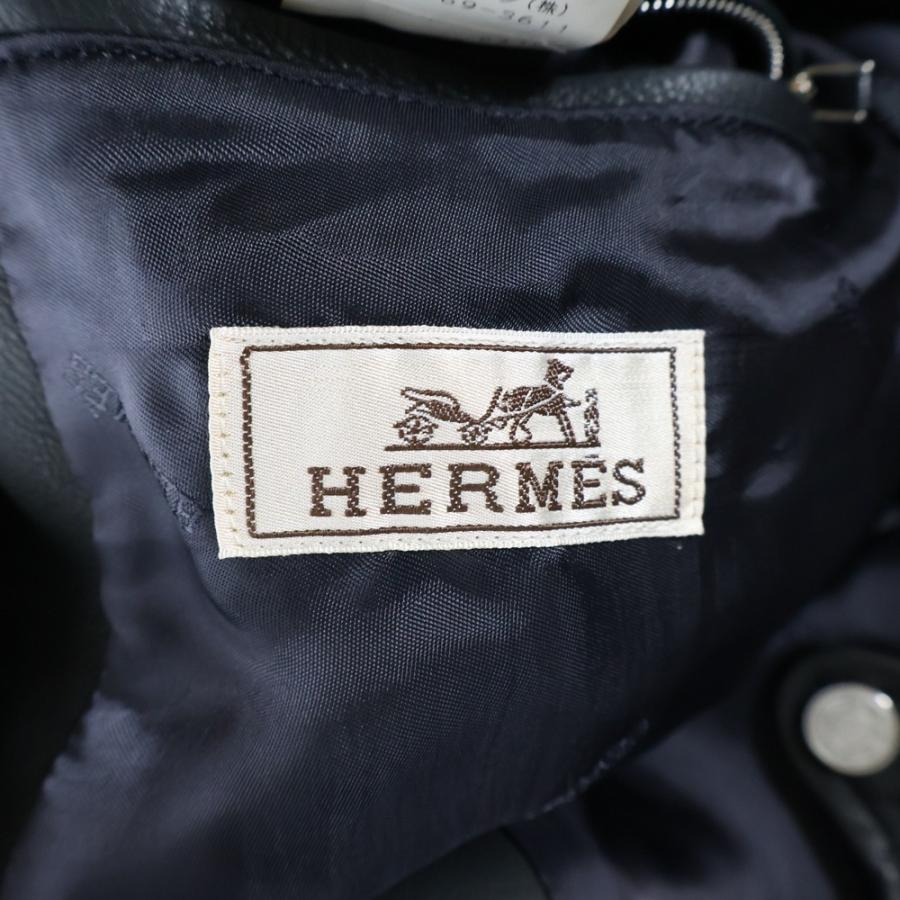 HERMES（エルメス） ネックボタン カウレザー シングル ライダース