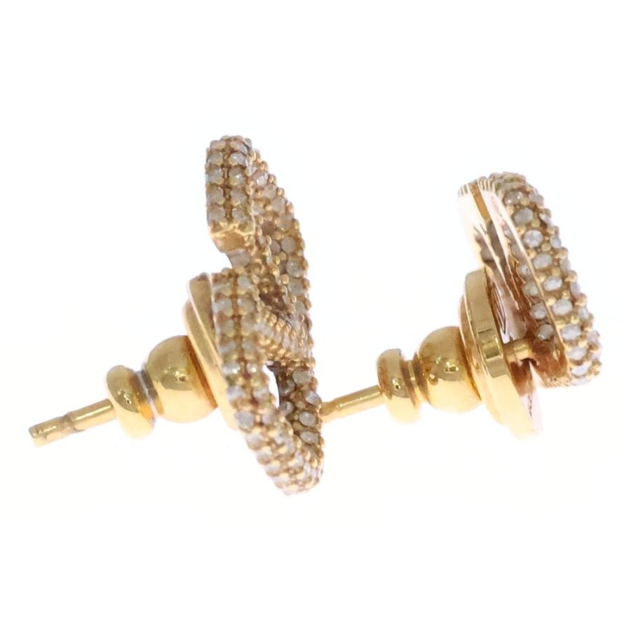 VALENTINO（ヴァレンティノ） Vロゴ ラインストーン ピアス ゴールド