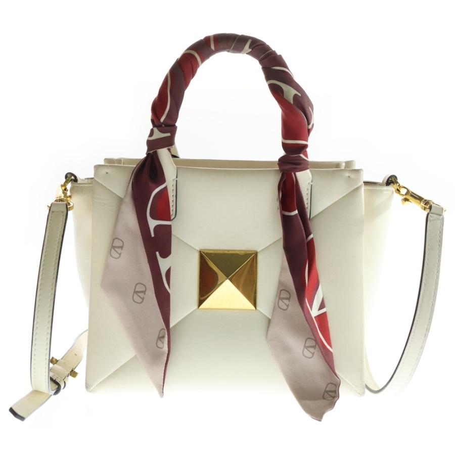 VALENTINO ヴァレンティノ カーフスキン ワンスタッズ スモール 2way ハンドバッグ ショルダーバッグ ホワイト VALENTINO（ヴァレンティノ） カーフスキン ワンスタッズ スモール