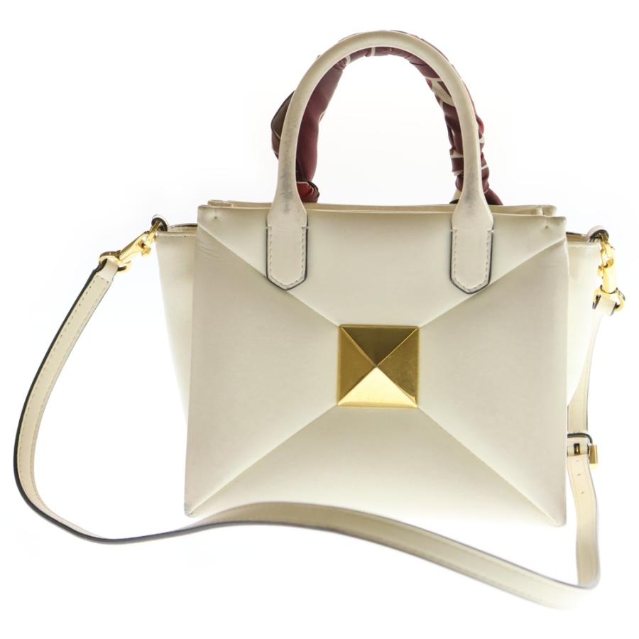 VALENTINO ヴァレンティノ カーフスキン ワンスタッズ スモール 2way ハンドバッグ ショルダーバッグ ホワイト VALENTINO（ヴァレンティノ） カーフスキン ワンスタッズ スモール