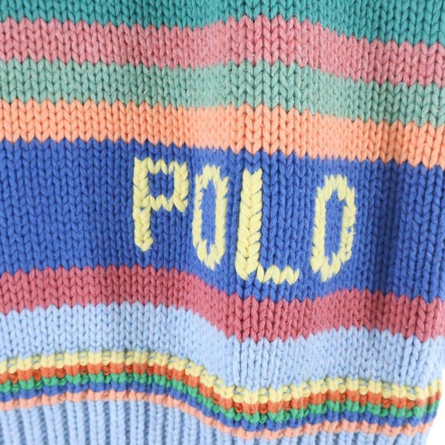 未使用品＊ラルフローレン　マルチカラーボーダー　半袖ニット　M POLO RALPH LAUREN（ポロ・ラルフローレン） マルチボーダー半袖ニット