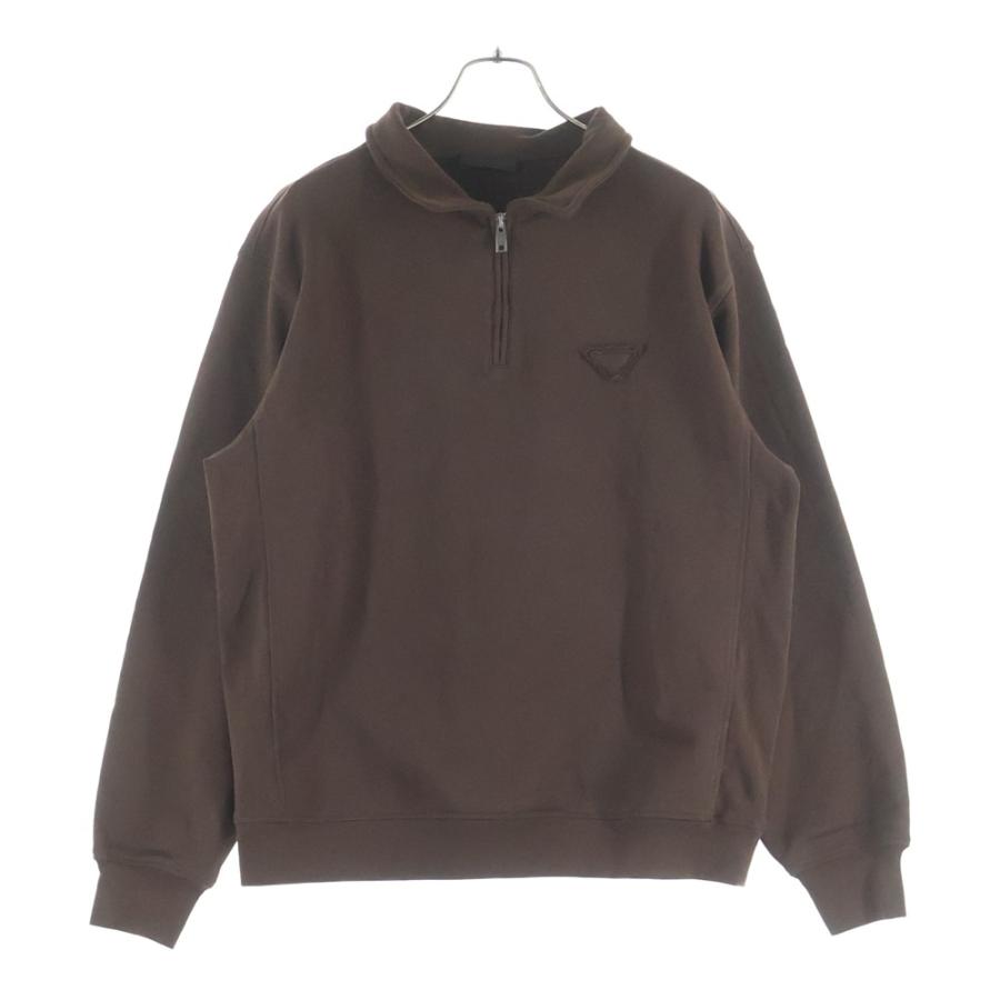 PRADA プラダスポーツ　ダークブラウン ハーフジップ　ポロシャツ　長袖 PRADA プラダスポーツ ダークブラウン ハーフジップ ポロシャツ 長袖
