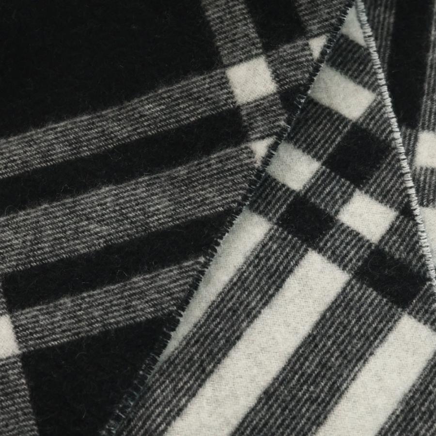 BURBERRY バーバリー チェック柄 ロゴパッチ付 カシミヤ マフラー ブラック/グレー 8099650/75L_3