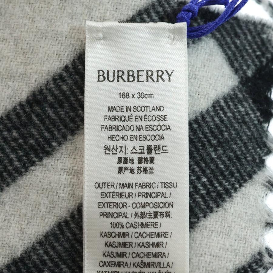 BURBERRY バーバリー チェック柄 ロゴパッチ付 カシミヤ マフラー ブラック/グレー 8099650/75L_5