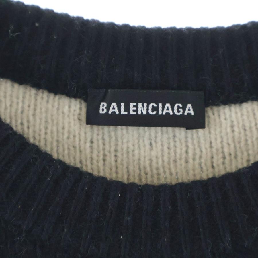 BALENCIAGA バレンシアガ ロゴ総柄 クルーネックニットセーター ブラック AK01 534418 BALENCIAGA（バレンシアガ） ロゴ総柄 クルーネックニットセーター