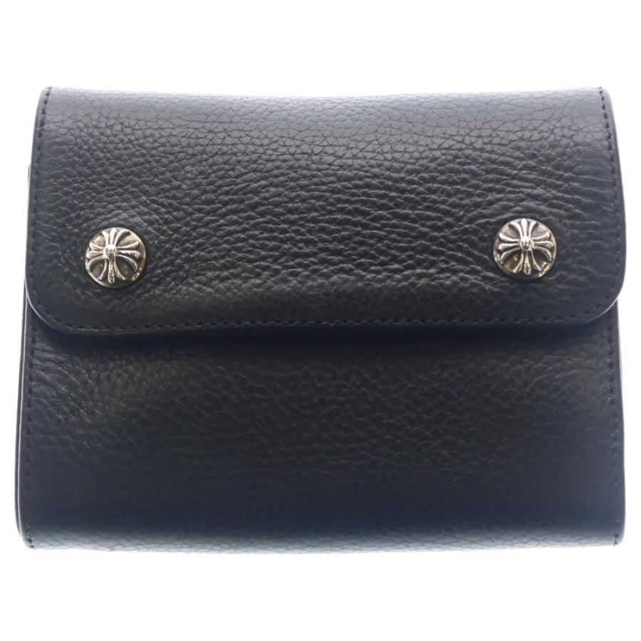 ブラック　レザーウォレット　財布　ウェーブミニ CHROME HEARTS（クロムハーツ） WAVE MINI ウェーブミニ レザー