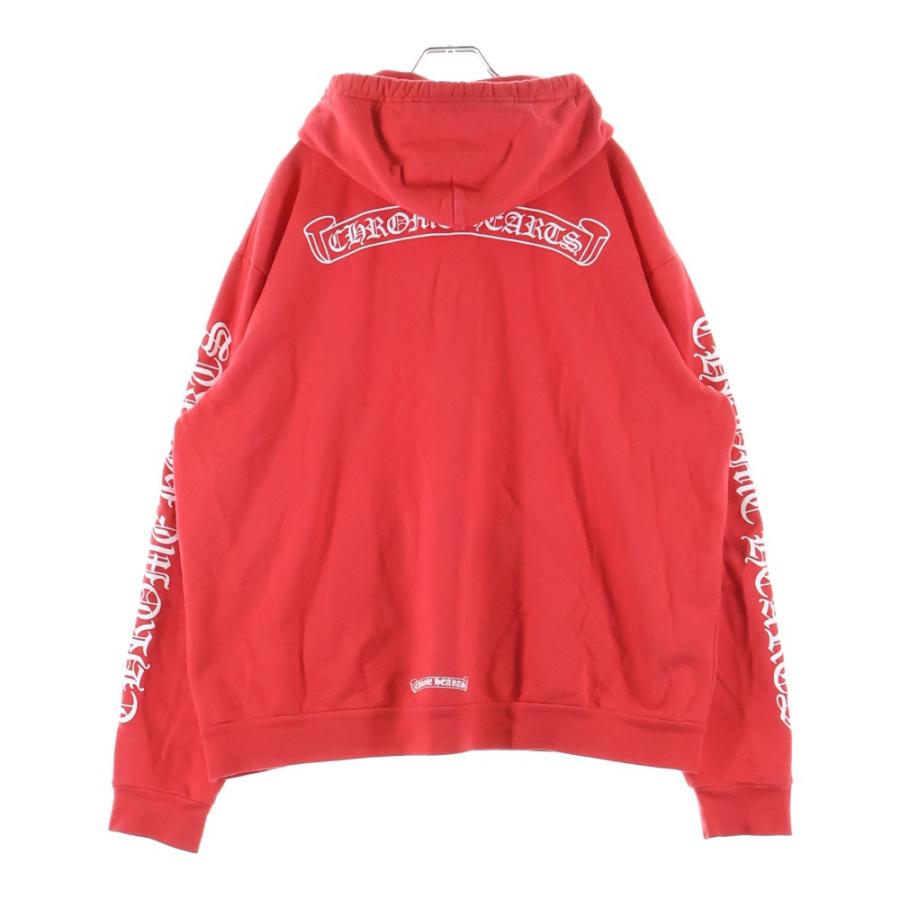 クロムハーツ SWTSHRT PLVR バックスクロールラベルプリント アームプリント スウェットプルオーバーパーカー フーディー レッド_1