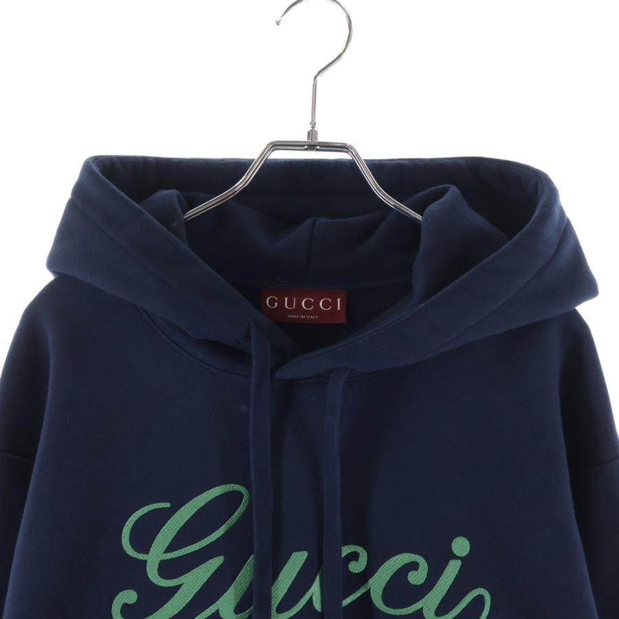 GUCCI（グッチ） ロゴ刺繍 プルオーバーパーカー ネイビー 788771