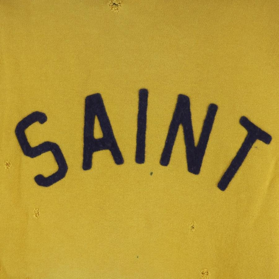 SAINT MICHAEL セントマイケル 21AW HOODIE FELT フェルトデザイン フーディー プルオーバーパーカー イエロー/ネイビー SM-A21-0000-035の画像