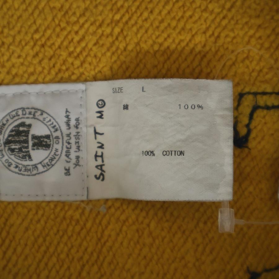 SAINT MICHAEL セントマイケル 21AW HOODIE FELT フェルトデザイン フーディー プルオーバーパーカー イエロー/ネイビー SM-A21-0000-035の画像