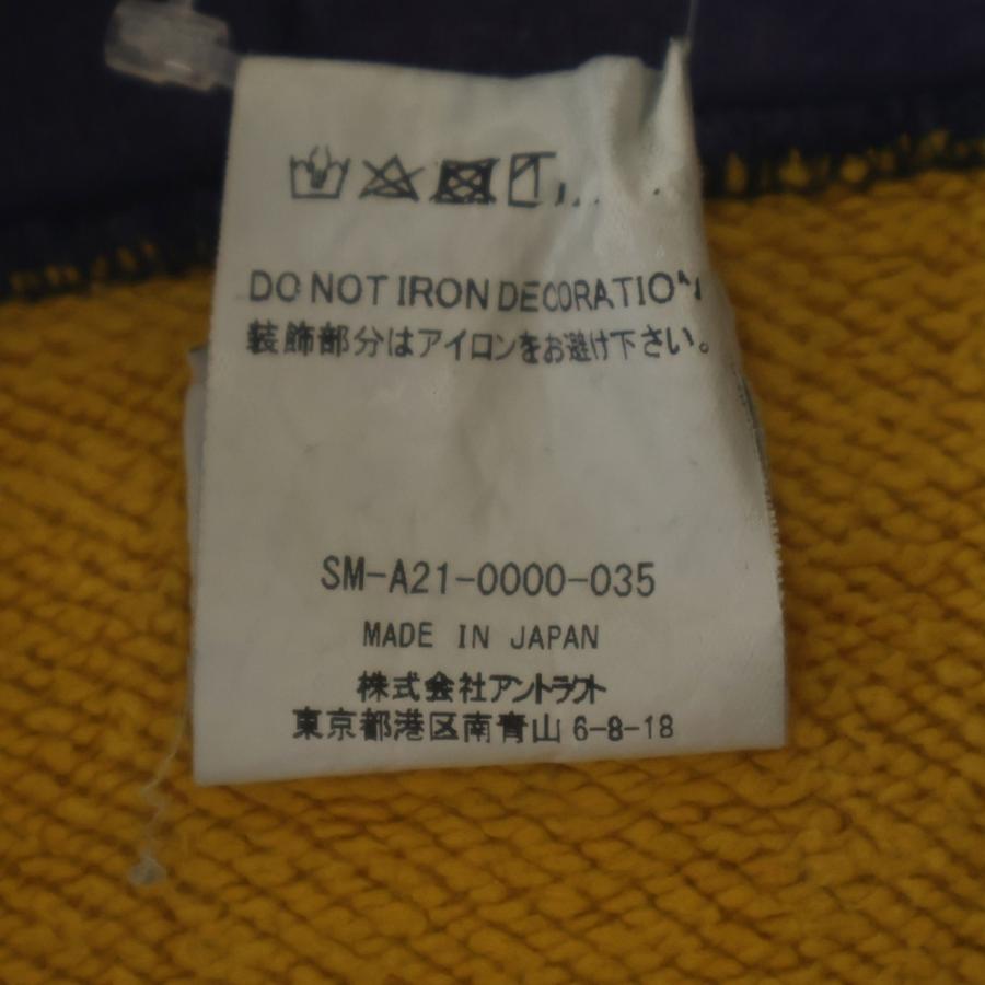 SAINT MICHAEL セントマイケル 21AW HOODIE FELT フェルトデザイン フーディー プルオーバーパーカー イエロー/ネイビー SM-A21-0000-035の画像