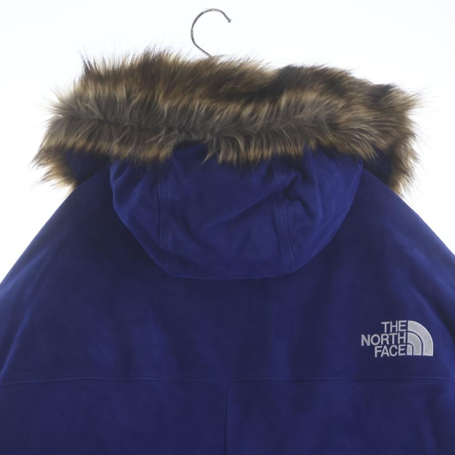 SUPREME シュプリーム 23AW Suede 600-Fill Down Parka 刺繍ロゴ スエード ファーフードパーカーダウンジャケット ブルー NF0A876Cの画像