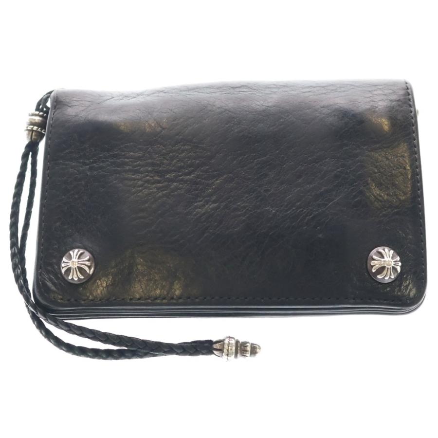 クロムハーツ 2ZIPウォレット フローラルボタン ストラップ付 ヘビーレザー CHROME HEARTS（クロムハーツ） 2ZIP STRAP 2ジップストラップ