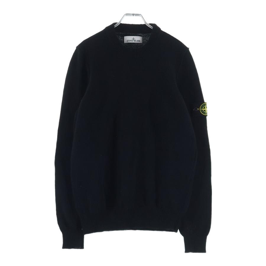 Stone  ブラックニット（ウール） STONE ISLAND（ストーン アイランド） LAMBSWOOL CREW NECK KNIT 袖