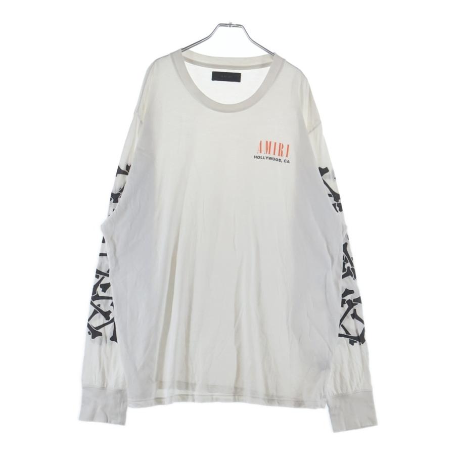 AMIRI ホワイト 長袖カットソー S AMIRI（アミリ） 袖ボーンプリント クルーネック 長袖Tシャツ ホワイト
