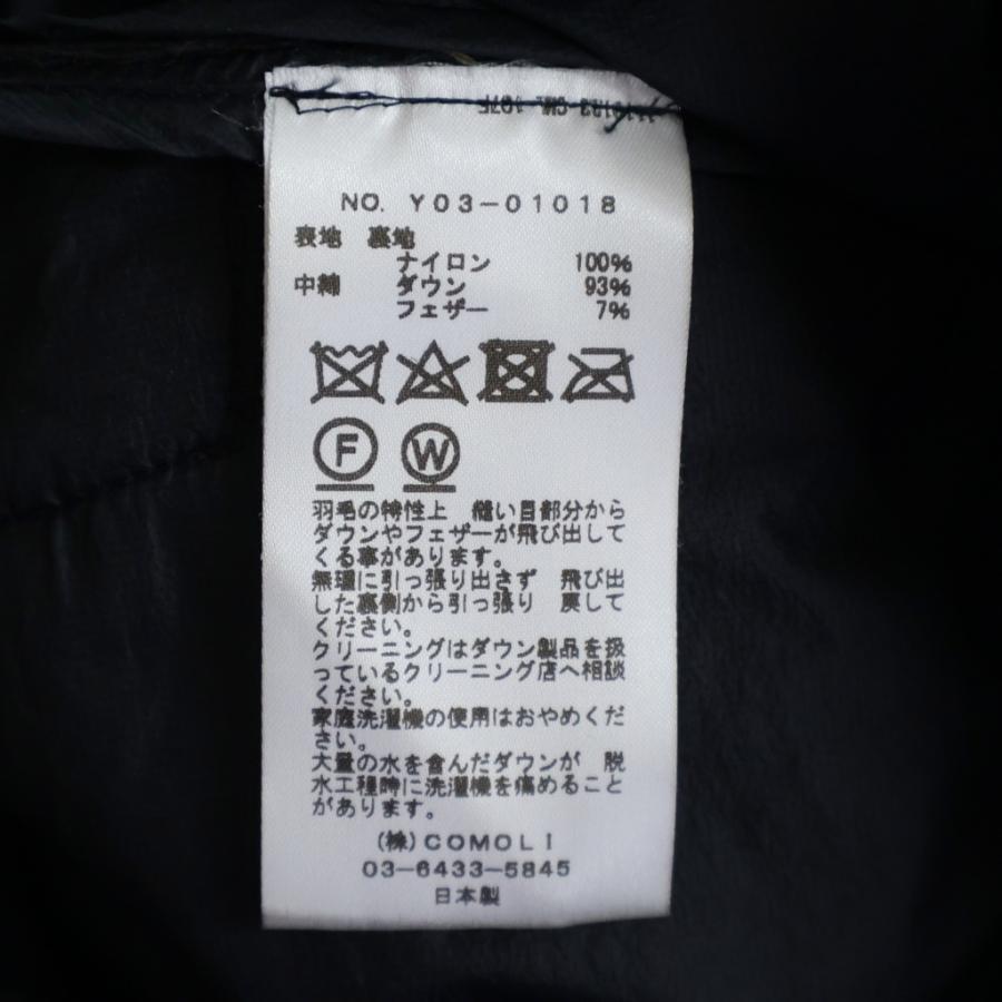 COMOLI（コモリ） 23AW ナイロン ダウンベスト ブラック Y03-01018