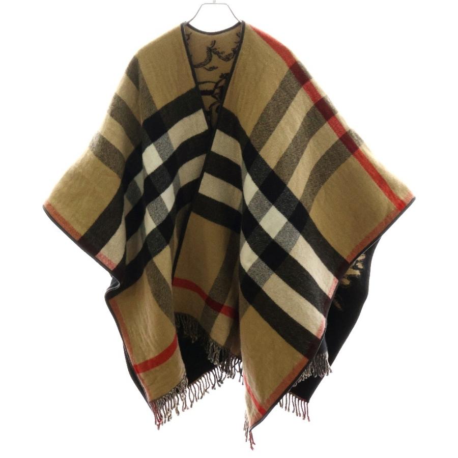 BURBERRY リバーシブル EKD チェック ウールケープ ポンチョ