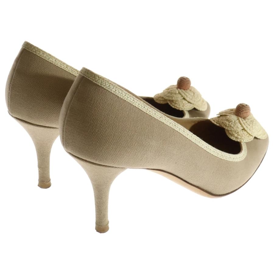 CHANEL（シャネル） カメリア キャンバス ヒールパンプス シューズ