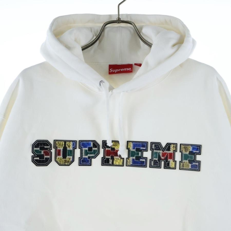 シュプリーム　パーカー　フーディ 23FW レザーパッチワークパーカー　ロゴ Supreme Patchwork Zip Up Hooded Sweatshirt パッチワーク (Supreme