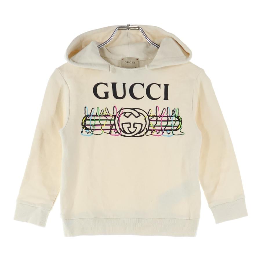 GUCCI グッチ チルドレンズ ラビットロゴプルオーバースウェットパーカー ベージュ キッズ 611220 XJE3B GUCCI（グッチ） チルドレンズ ラビットロゴプルオーバースウェット