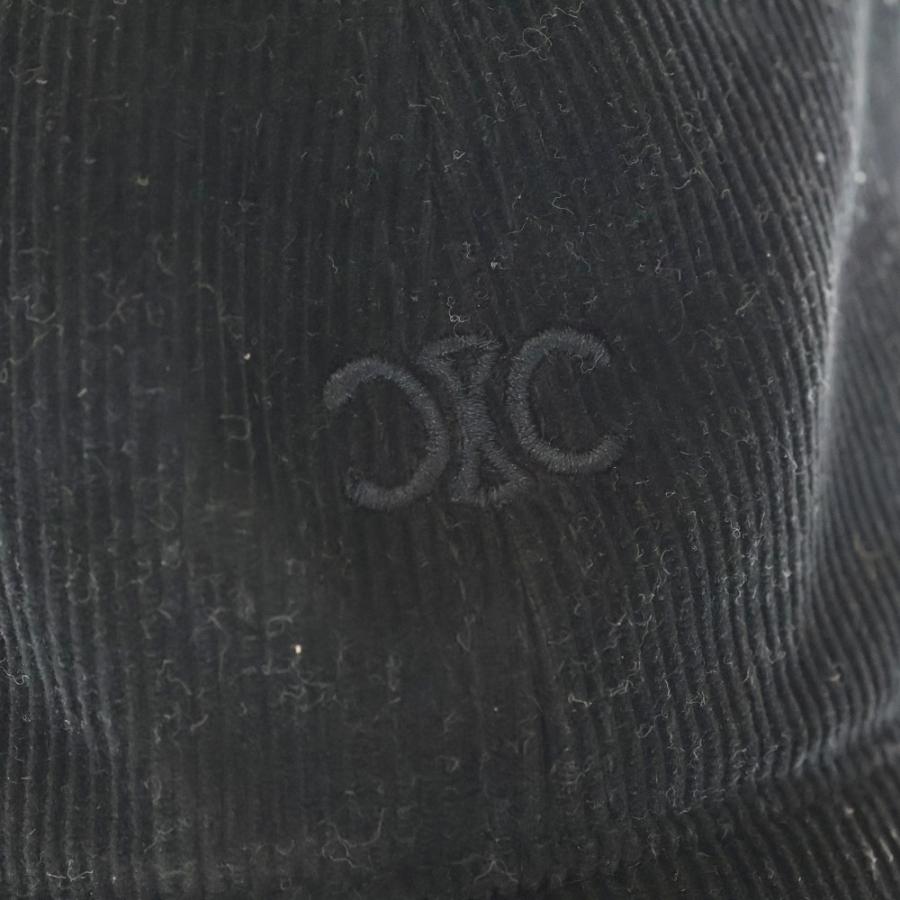 CELINE（セリーヌ） トリオンフ 刺繍 コーデユロイキャップ ブラック