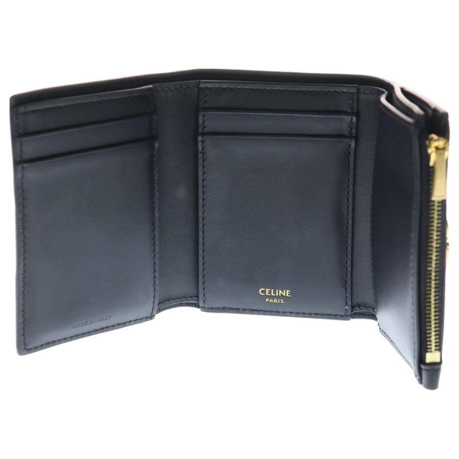 CELINE ブラックレザー コンパクト財布 セリーヌ CELINE CELINE 二つ折り財布 Bi-fold Wallet with Coin