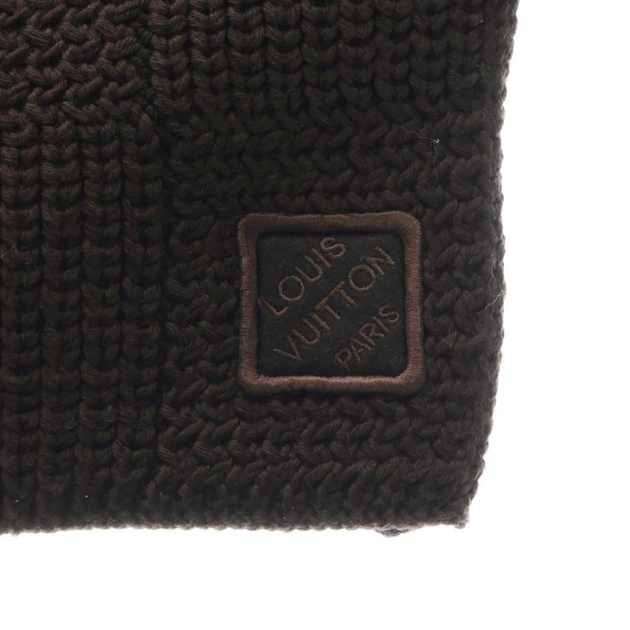 LOUIS VUITTON ルイヴィトン エシャルプ ダミエ ウール ニット マフラー ブラウン_2