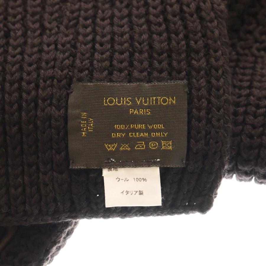 LOUIS VUITTON ルイヴィトン エシャルプ ダミエ ウール ニット マフラー ブラウン_3