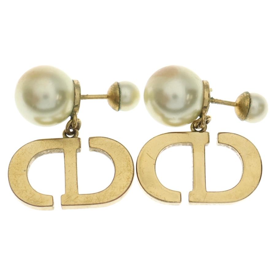 DIOR ディオール CDロゴ パールピアス ゴールド×ホワイト GP : BRING