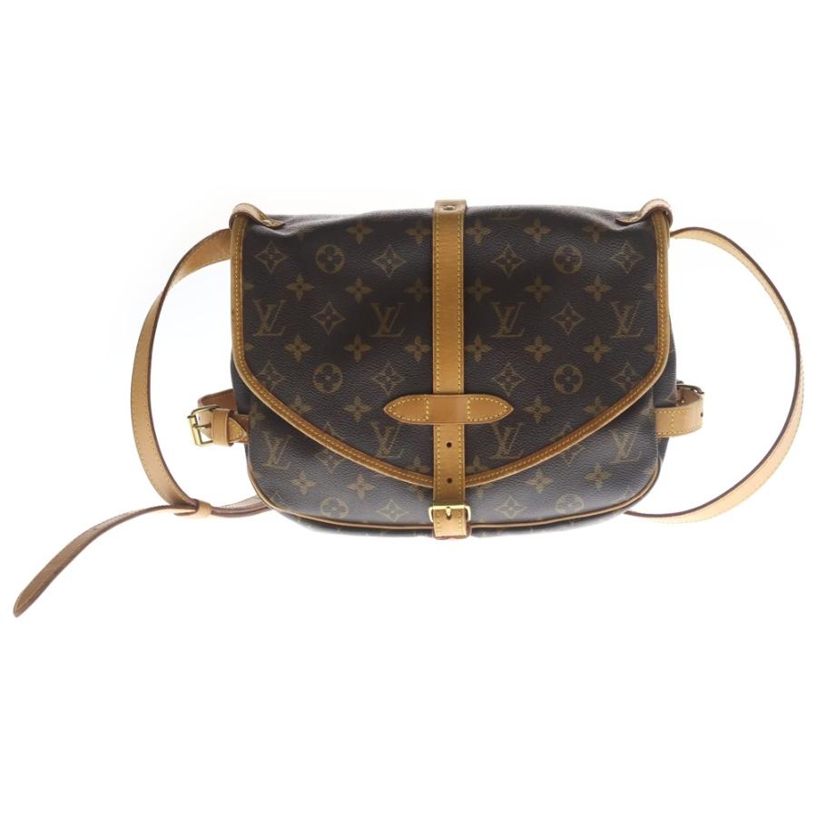 LOUIS VUITTON ルイヴィトン モノグラム ソミュール30 ショルダーバッグ ブラウン レザー×PVC M42256 ゴールド金具 LOUIS VUITTON（ルイ・ヴィトン） モノグラム ソミュール30 ショルダー