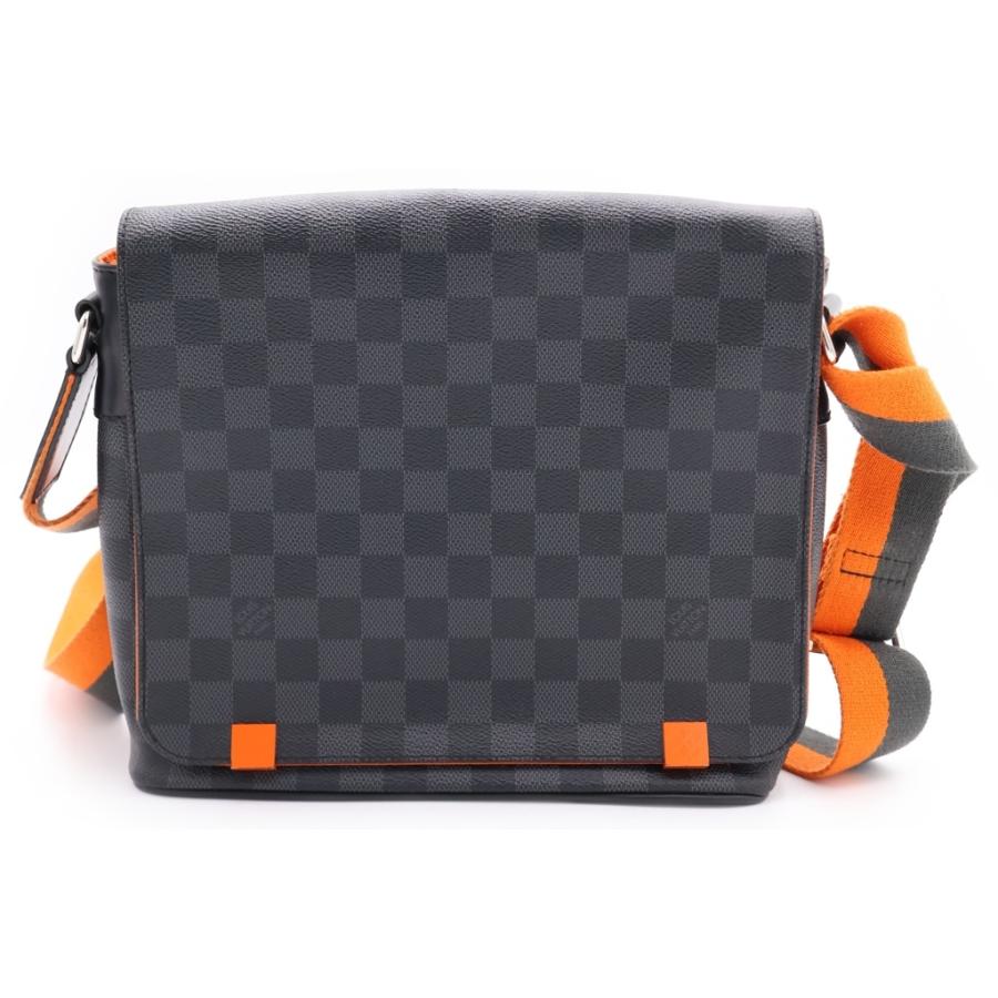 LOUIS VUITTON ルイヴィトン ダミエグラフィット ディストリクトPMNM ショルダーバッグ ブラック×オレンジ レザー×PVC N42405 シルバー金具 LOUIS VUITTON（ルイ・ヴィトン） ダミエグラフィット ディストリクト