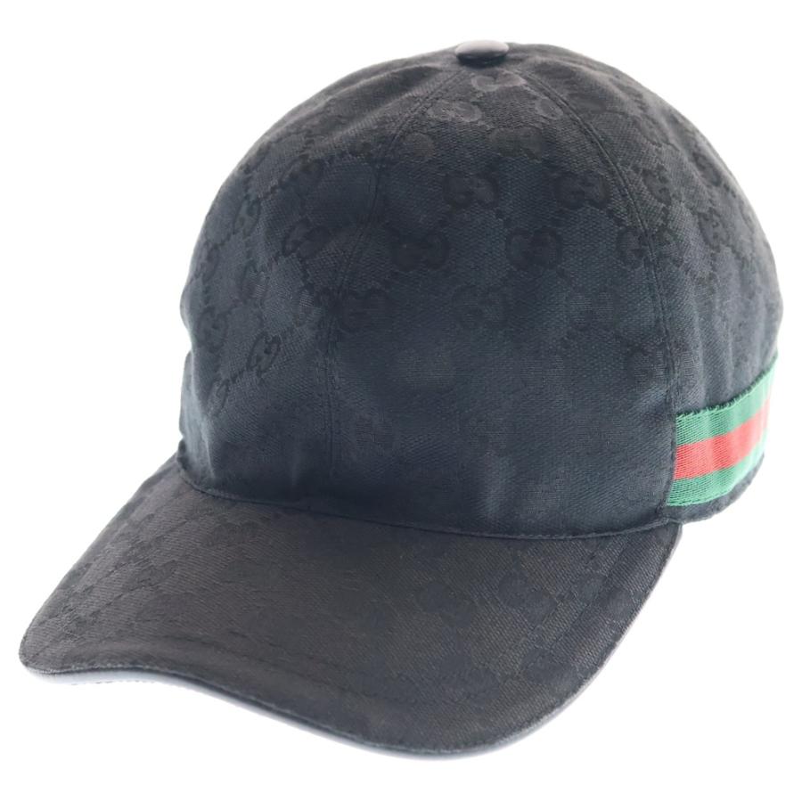 GUCCI グッチ キャップ 帽子 シェリーライン GGキャンバス ブラック 黒 GUCCI（グッチ） GGキャンバス ベースボールキャップ 帽子 総柄