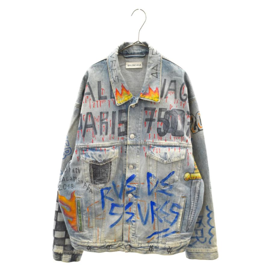 バレンシアガ 18aw グラフィティオーバーサイズデニムジャケットインディゴ ファッション 18aw 22a2016 Oversized Bring ショップ