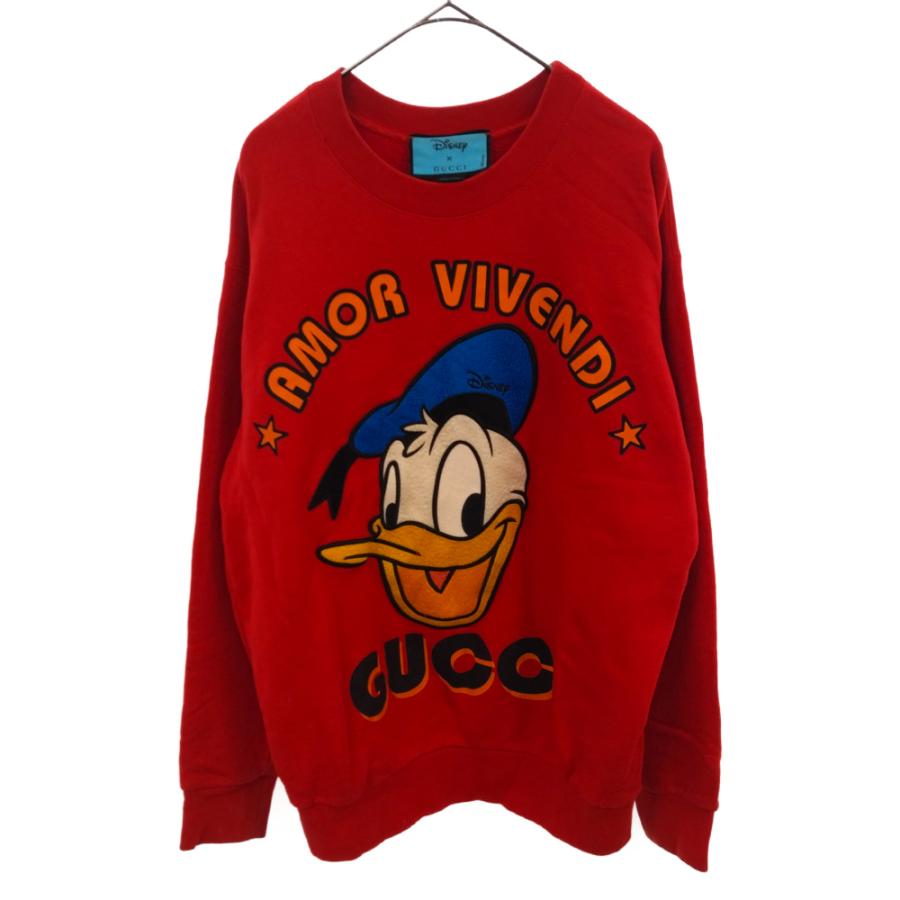 グッチ×ディズニー ドナルドクルーネックスウェットトレーナー レッド
