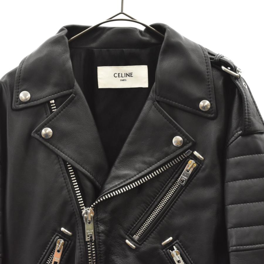 セリーヌ 19SS Biker Jacket バイカーライダースジャケット レザージャケット 2E144921D ブラック