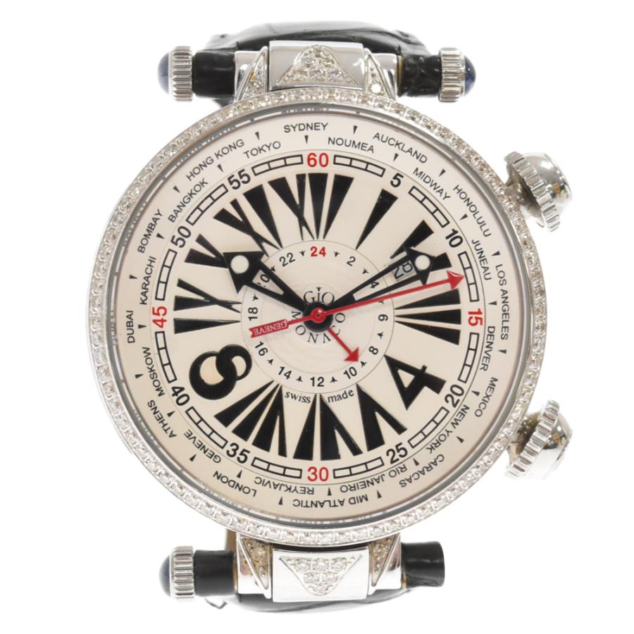Gio Monaco ジオモナコ GIO POLIS GMT ジオポリス ダイヤベゼル レザー 