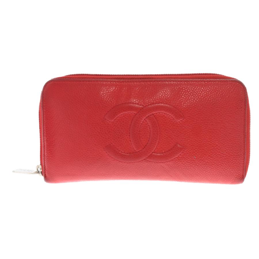 CHANEL シャネル ココマーク キャビアスキン ラウンドファスナー 財布 