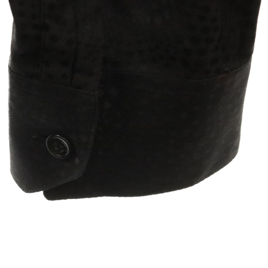 サンローラン　シルク　長袖　シャツ　美品　ブラック　シャドー SAINT LAURENT PARIS サンローランパリ 19SS シルクドットシャツ 総柄