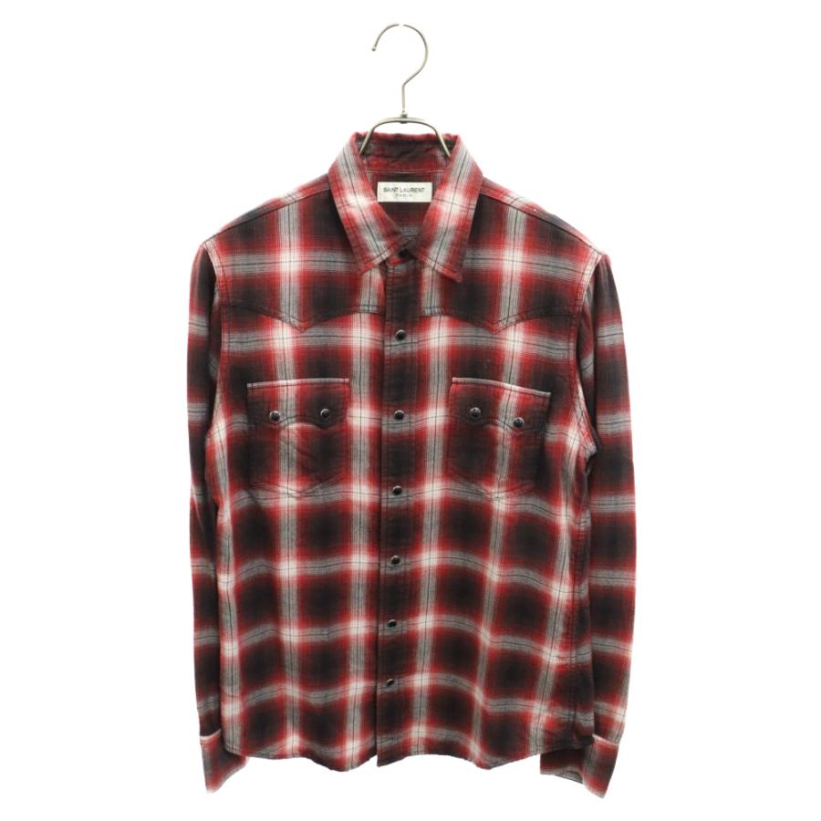 SAINT LAURENT PARIS サンローランパリ 16AW オンブレチェックウエスタン長袖シャツ レッド 398063 Y864M SAINT LAURENT PARIS サンローランパリ 16AW オンブレチェック