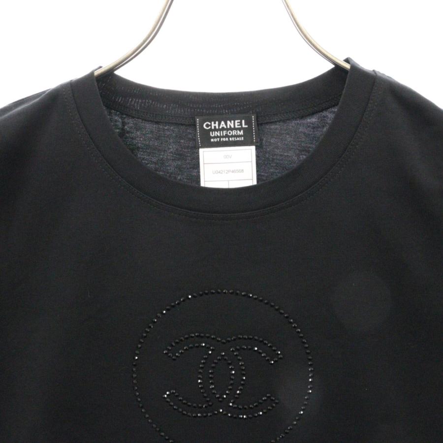CHANEL シャネル 00V ココマーク ラインストーン 半袖Tシャツ カットソー ブラック U04212P46 レディース568 | CHANEL | 02