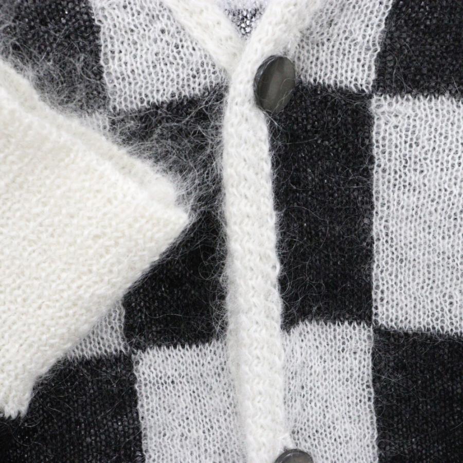 UNUSED アンユーズド 20AW Checkerd pattern mohair cardigan