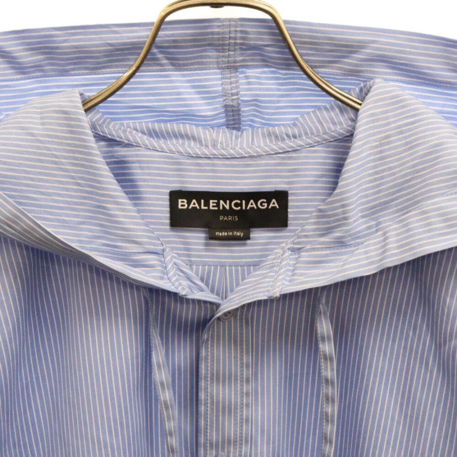 BALENCIAGA バレンシアガ 17AW ストライプ フーデッド 長袖シャツ 