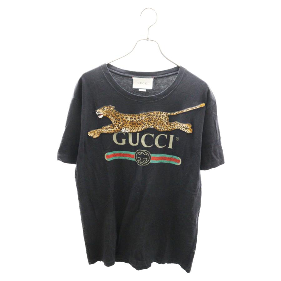 GUCCIヴィンテージロゴ レオパード刺繍 半袖Tシャツ GUCCIヴィンテージロゴ レオパード刺繍 半袖Tシャツ
