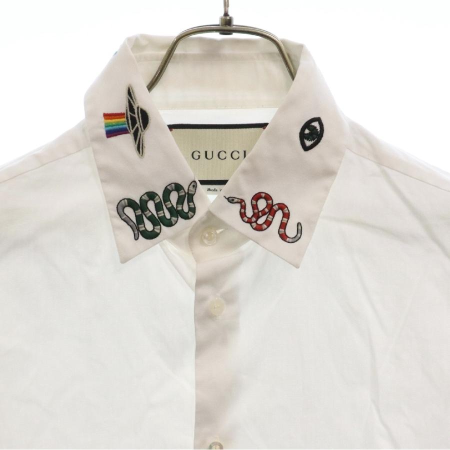 GUCCI（グッチ） 19AW シンボルズ ネック スネーク刺繍 長袖シャツ