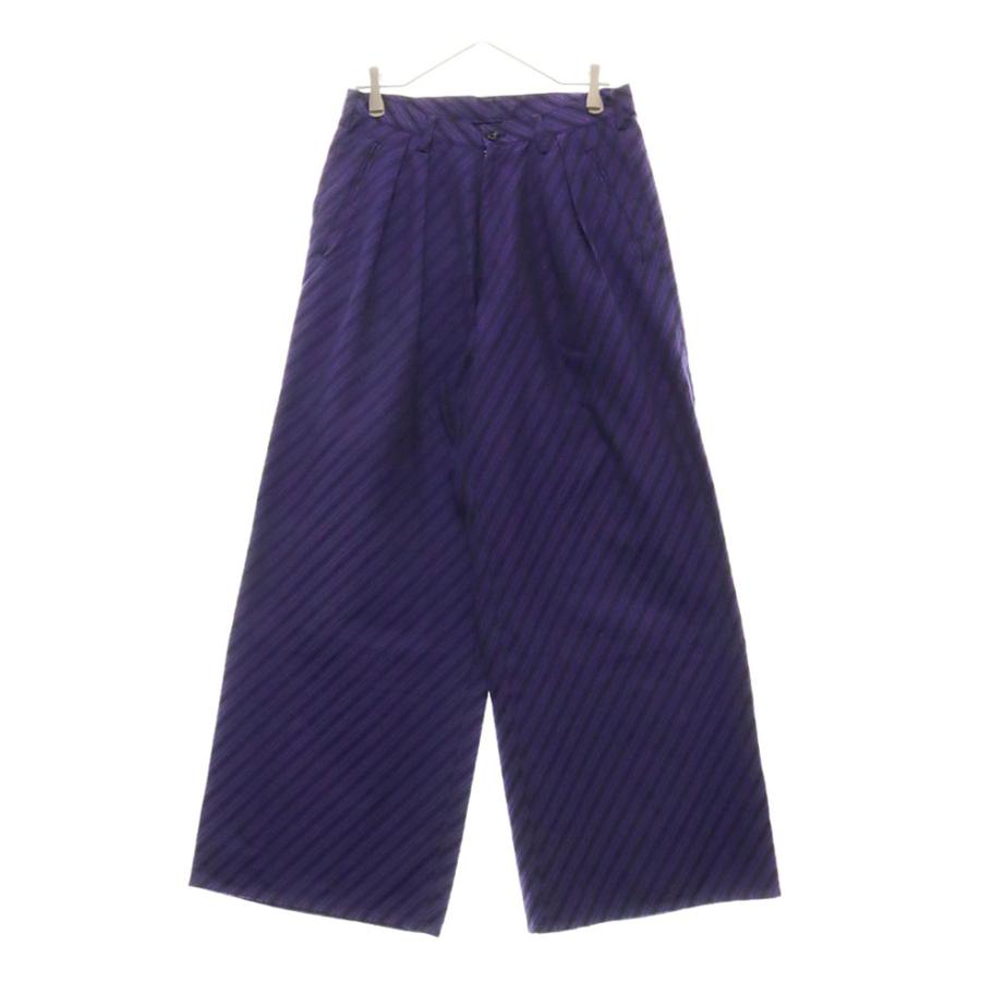 値下げ中】sulvam サルバム - グレー×ピンク ワイドパンツ ストライプ