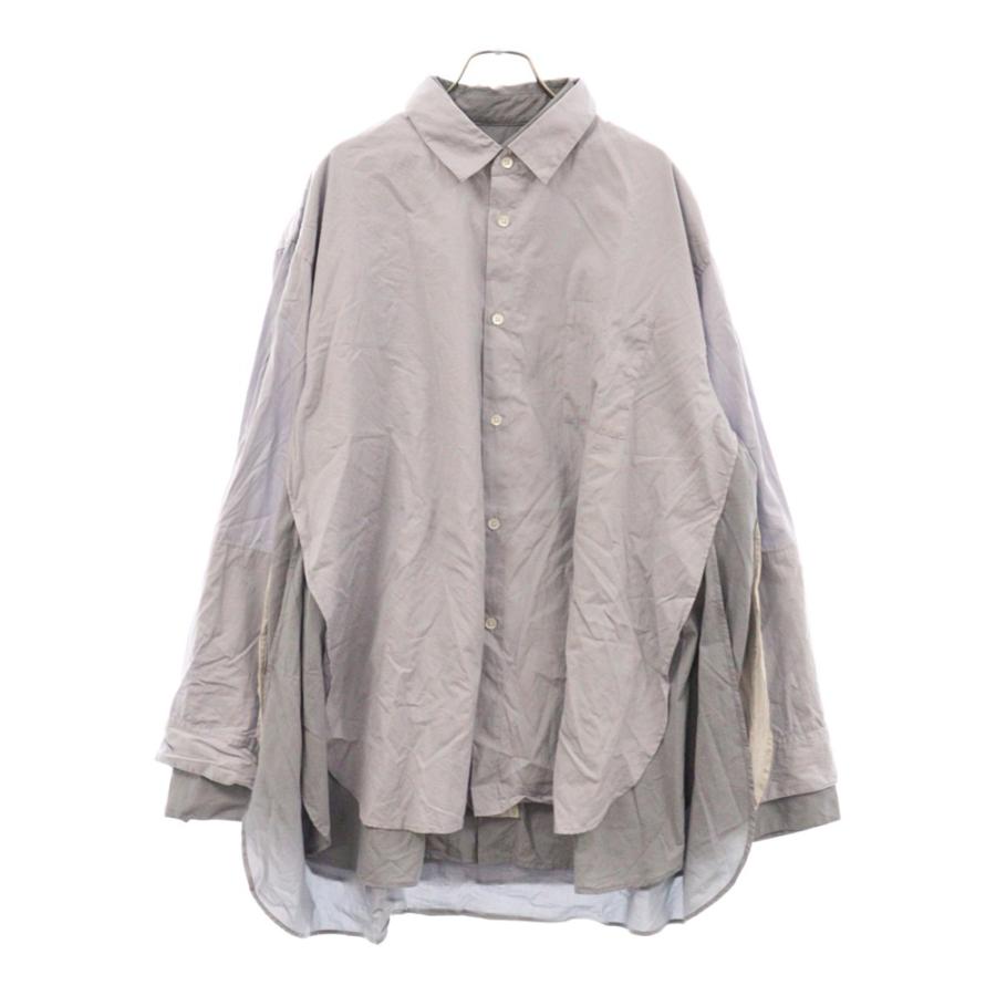 stein / 長袖シャツ/S/コットン/GRY/無地/ST.462 Stein シュタイン Oversized Layered Shirt ST.462 オーバーサイズ