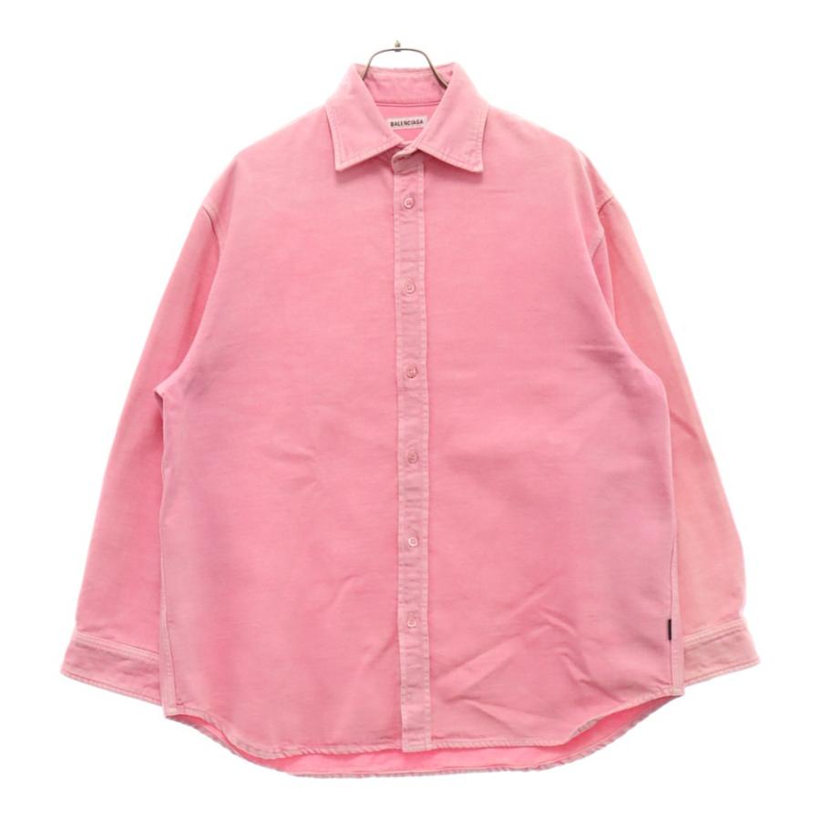 BALENCIAGA バックロゴ ボウタイストライプ シャツ　ピンク　32 中古・古着通販】BALENCIAGA (バレンシアガ) バックロゴ シルク