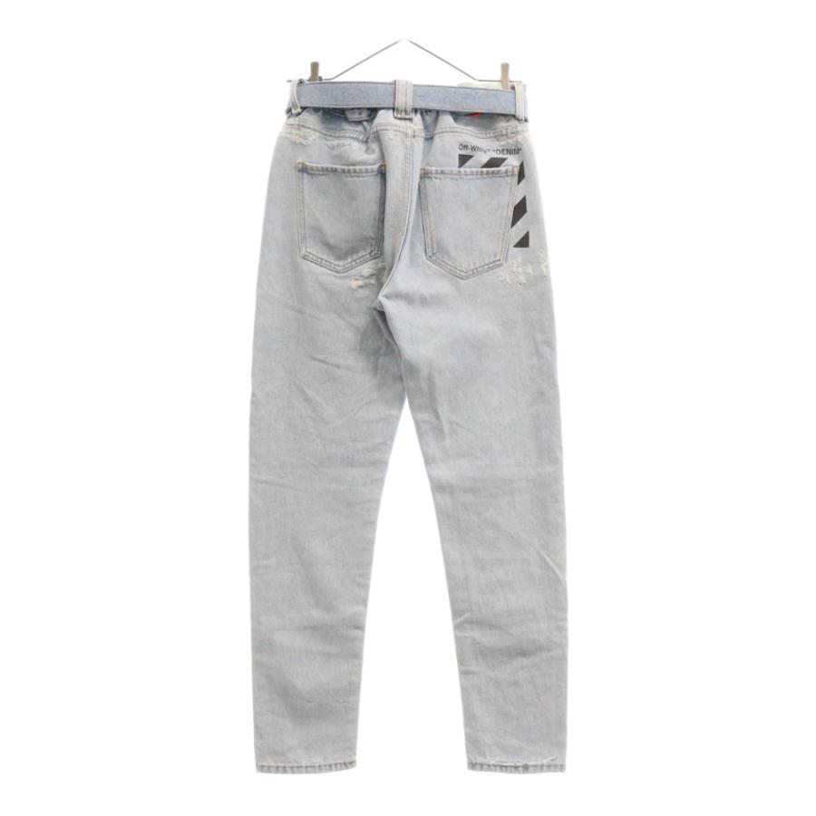 OFF-WHITE オフホワイト 19SS ベルト付きボタンフライデニムパンツ