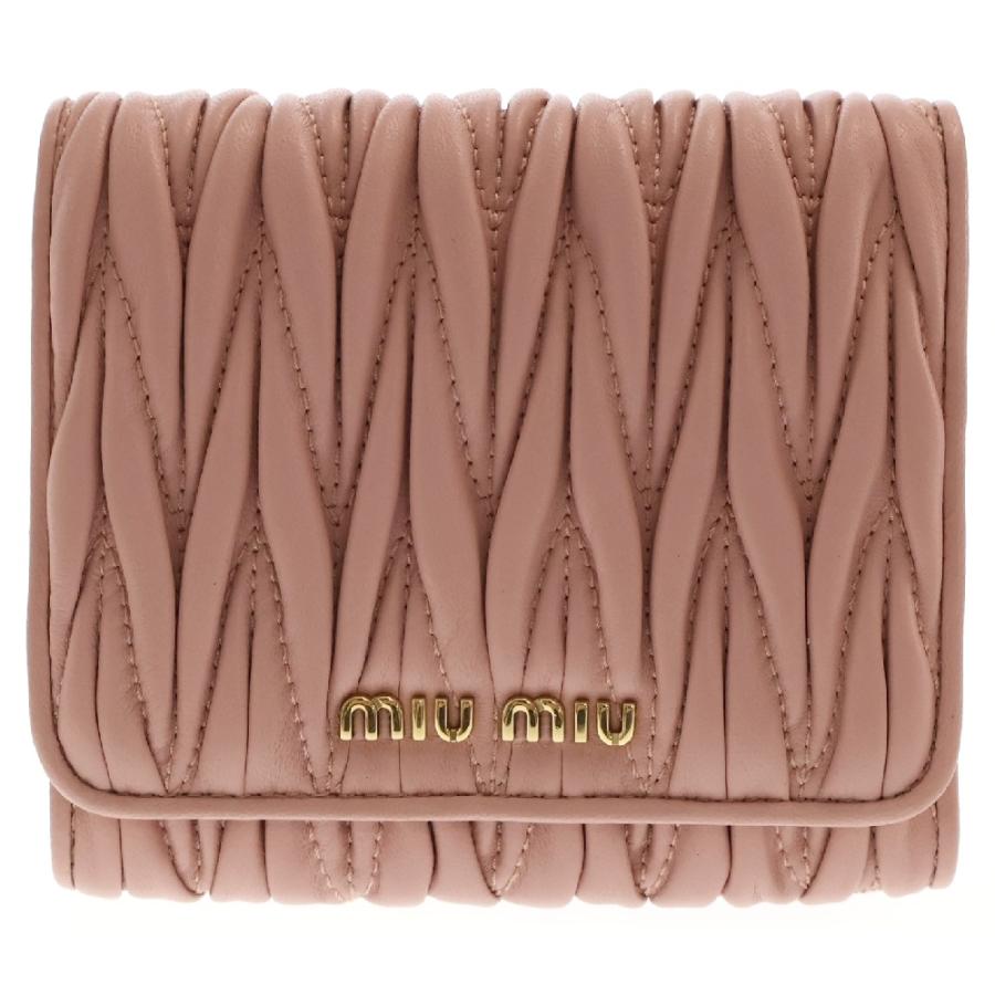 miumiu ミュウミュウ マトラッセ ゴールド金具 3つ折り財布 レザー 