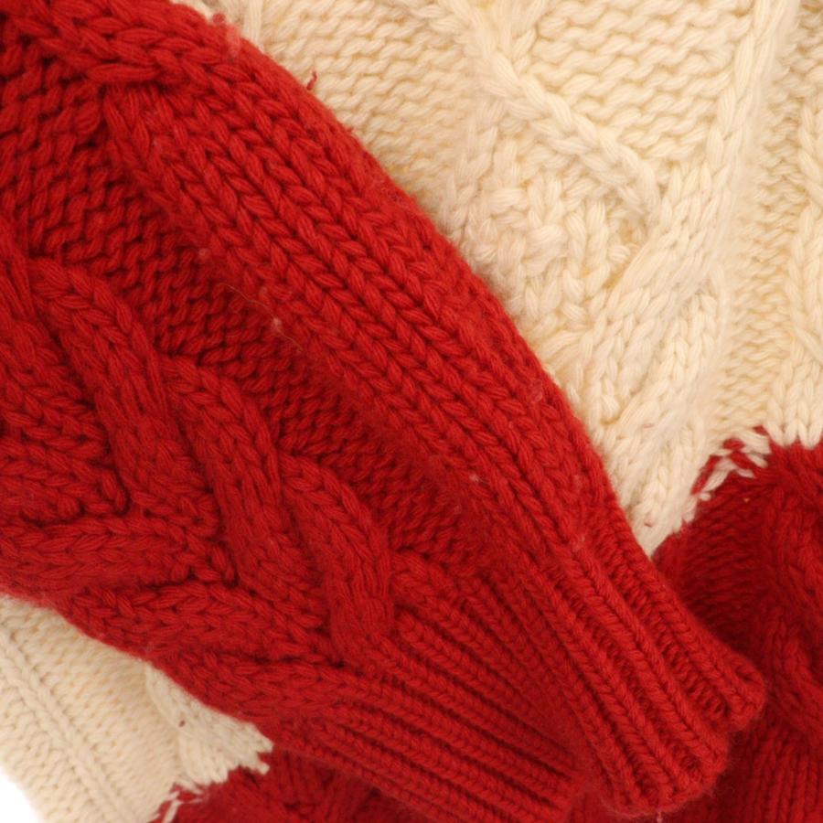 LOEWE（ロエベ） 23AW バイカラー Vネックケーブル編みニット セーター